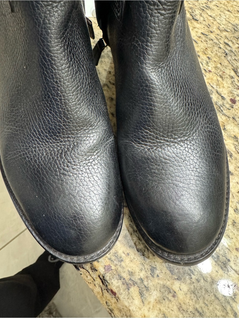 Tory Burch Black Tall Boots with Gold Logo - Picture 4 of 7